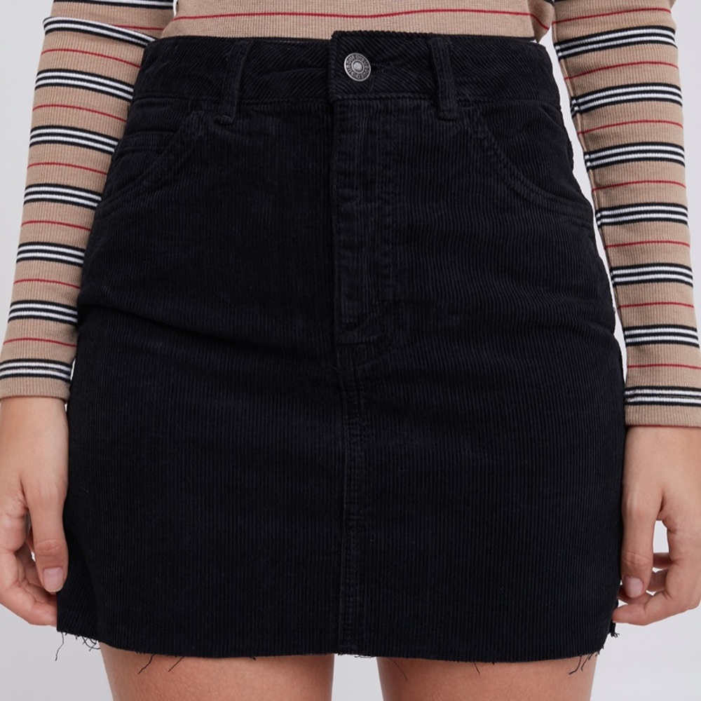 Subdued cutoff corduroy mini skirt